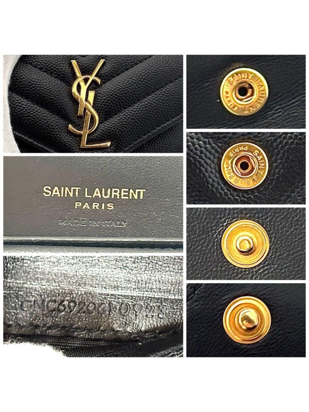 Saint Laurent Wallet Stitch Caviar Leather YSL Black - Picture 9 of 11
